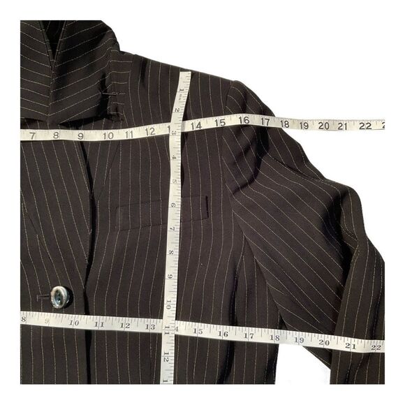 Sag Harbor  Jacket Blazer Front Button Two Pockets Black Brown Stripe Size 8P - Picture 8 of 12